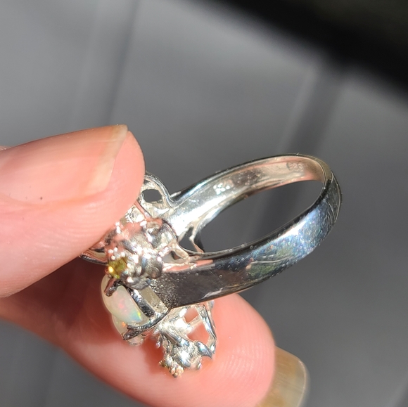 Opal 11k amethyst 3k & Peridot sterling ring sz6 - Picture 3 of 9